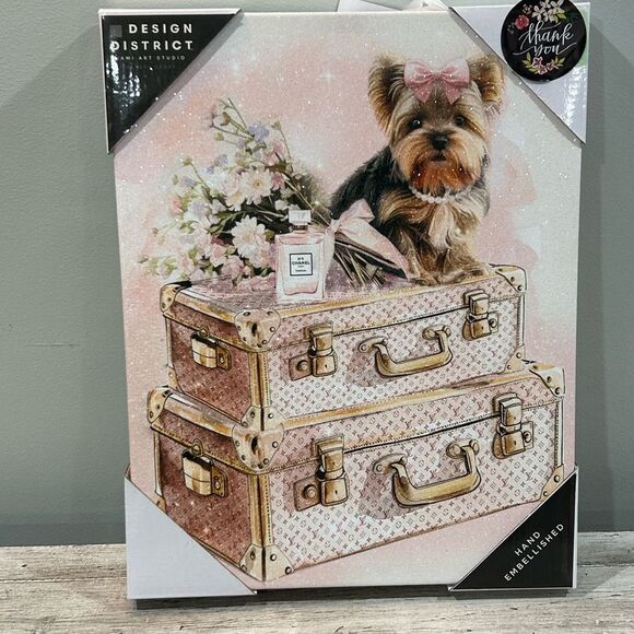 Louis Vuitton Luggage Yorkie Dog picture Home Decor District Art Studio NWT - Picture 4 of 7